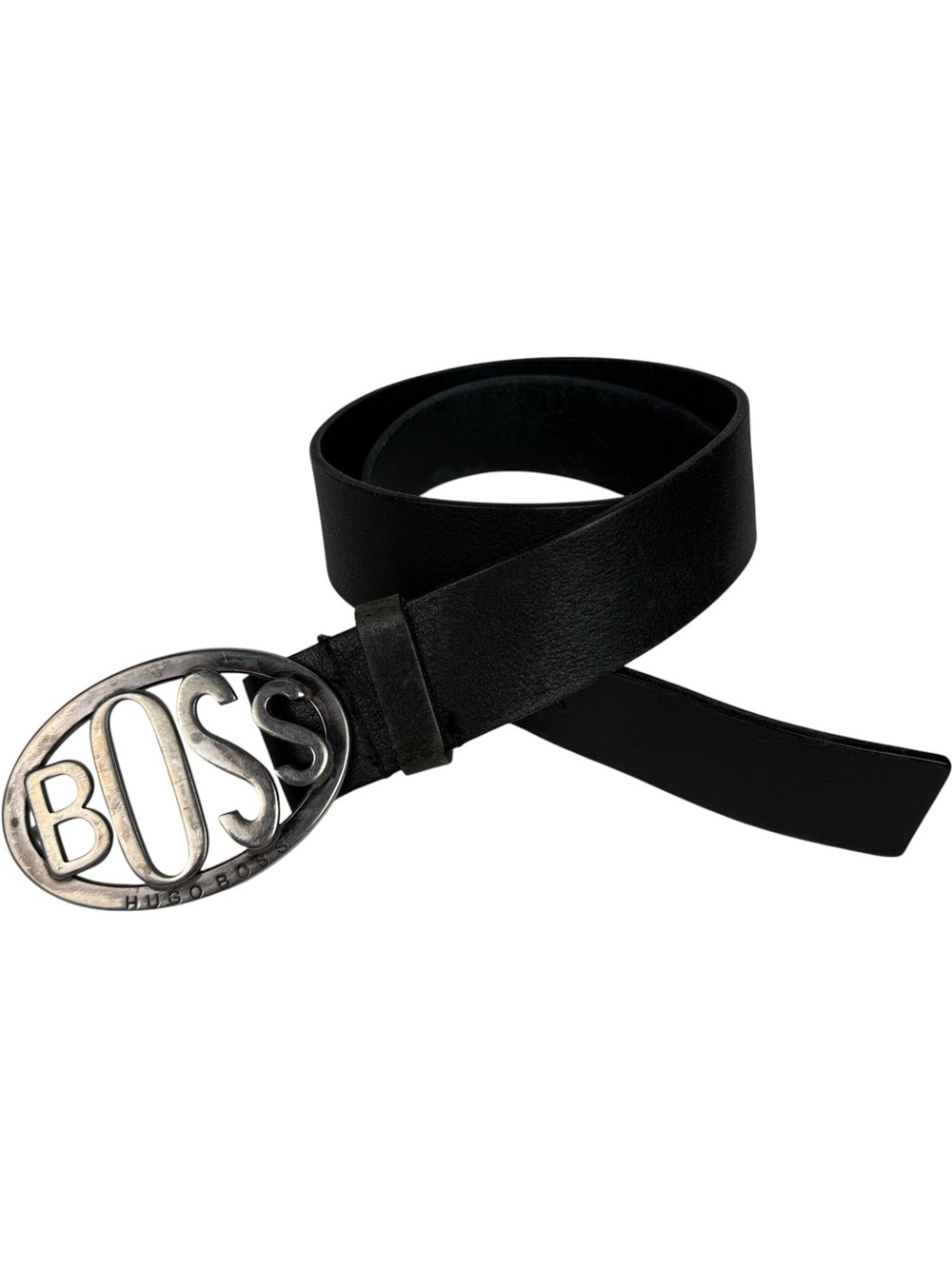 Hugo Boss “BOSS” Large Buckle Black Leather Belt